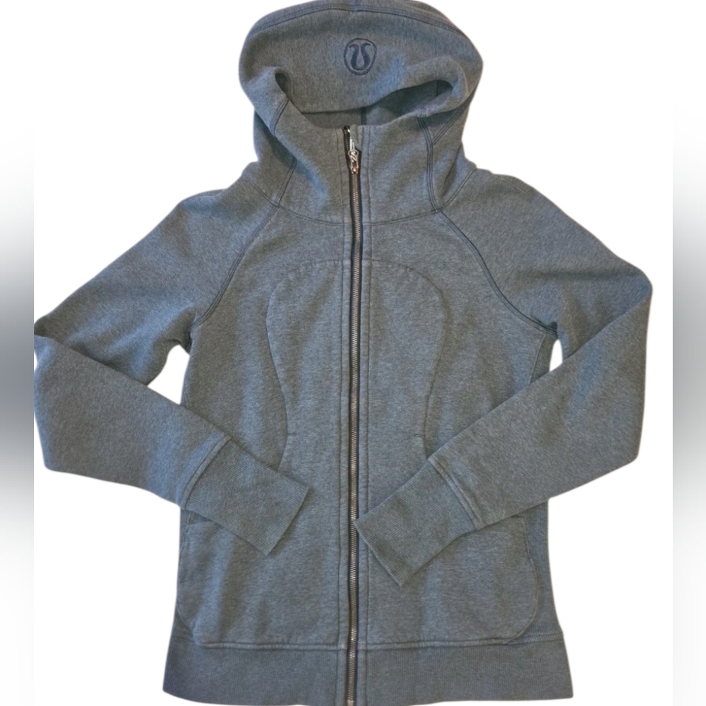 Lululemon Scuba Full Zip Hoodie Womens Green Gray Thumbholes Athletic Jacket